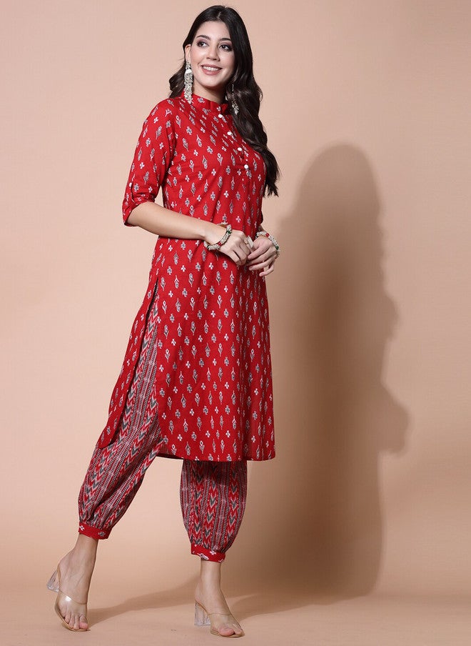 LARGISH Ethnic Motifs Printed Regular Pure Cotton Kurta With Salwar - Image 4