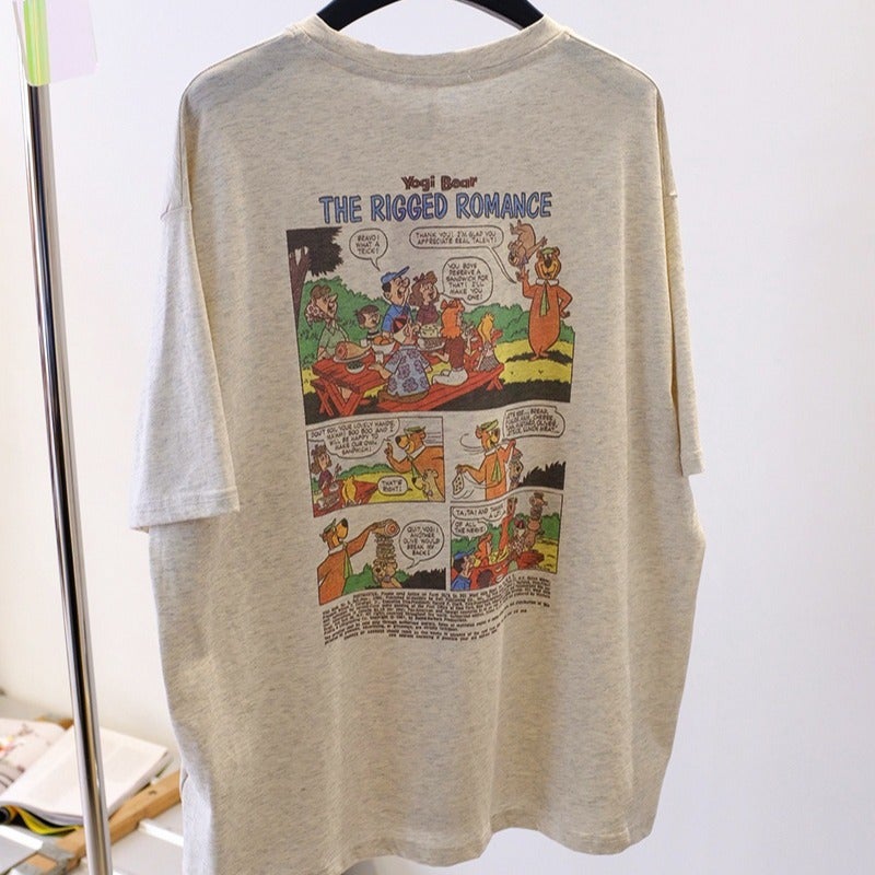South Korea Dongdaemun Spring And Cartoon Bear Age-Reducing Loose Chubby Girl Plus Size 1.00 Kg-150.00 Kg Short-Sleeved T-Shirt For Women - Image 1