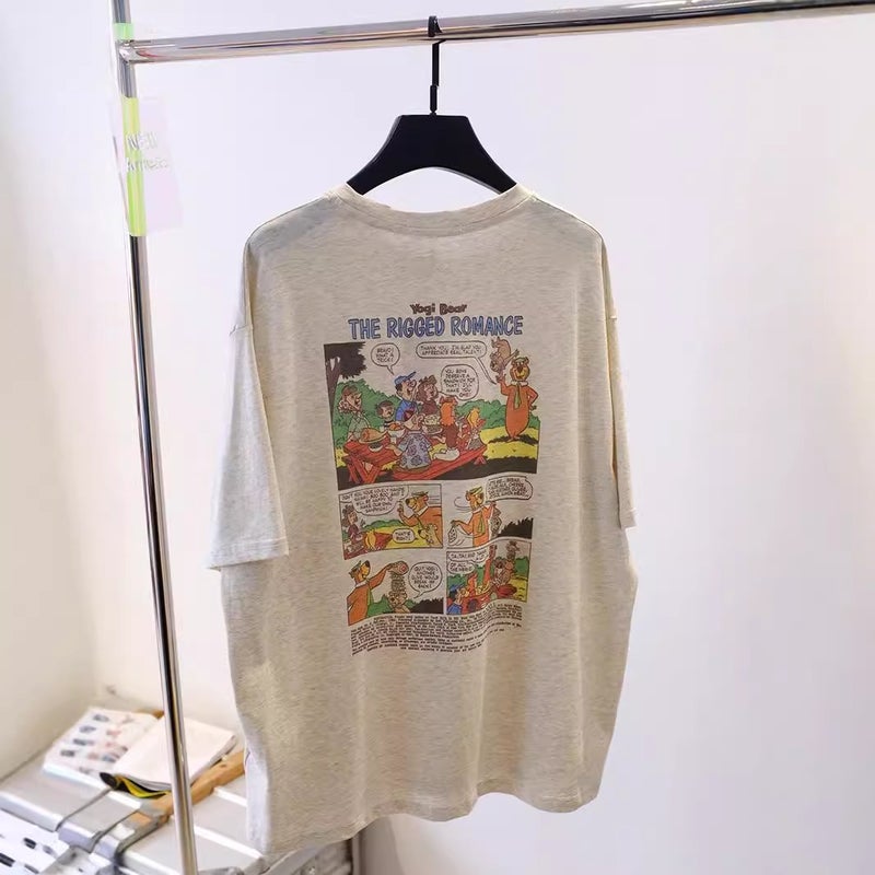 South Korea Dongdaemun Spring And Cartoon Bear Age-Reducing Loose Chubby Girl Plus Size 1.00 Kg-150.00 Kg Short-Sleeved T-Shirt For Women - Image 2