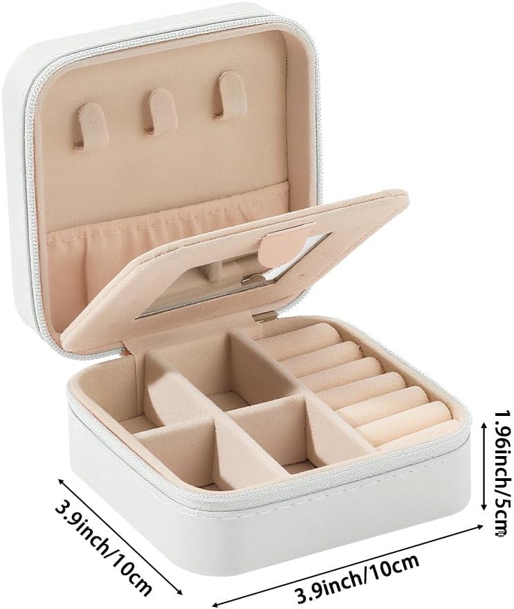 صندوق مجوهرات جلدى مخصص مع مرآة هدية عيد ميلاد للنساء والفتيات - Image 3