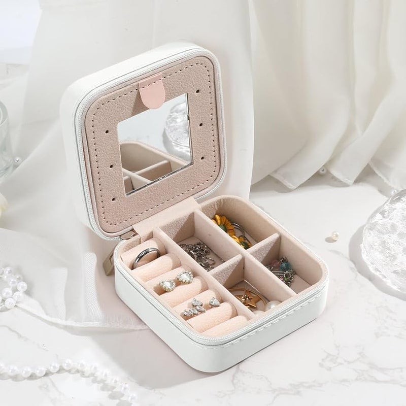 صندوق مجوهرات جلدى مخصص مع مرآة هدية عيد ميلاد للنساء والفتيات - Image 5