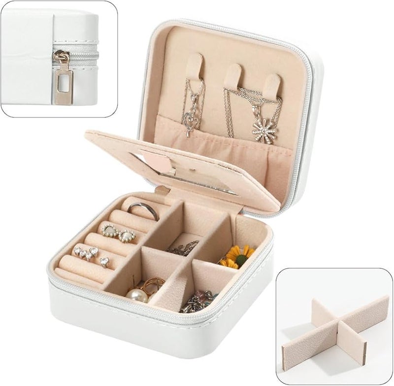 صندوق مجوهرات جلدى مخصص مع مرآة هدية عيد ميلاد للنساء والفتيات - Image 4