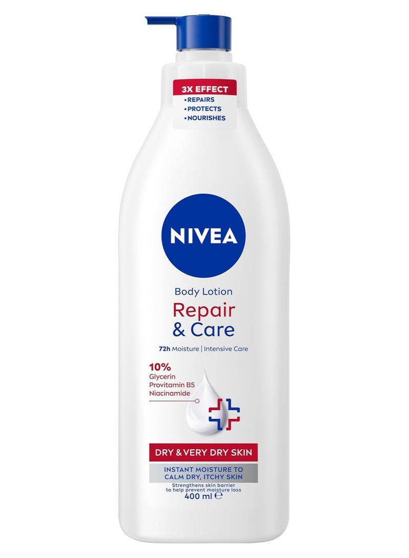 Nivea body lotion Repair & Care 72h relief from dry, tight skin with DEEP MOISTURE SERUM and dexpanthenol VERY DRY SKIN 400 ml - Image 2