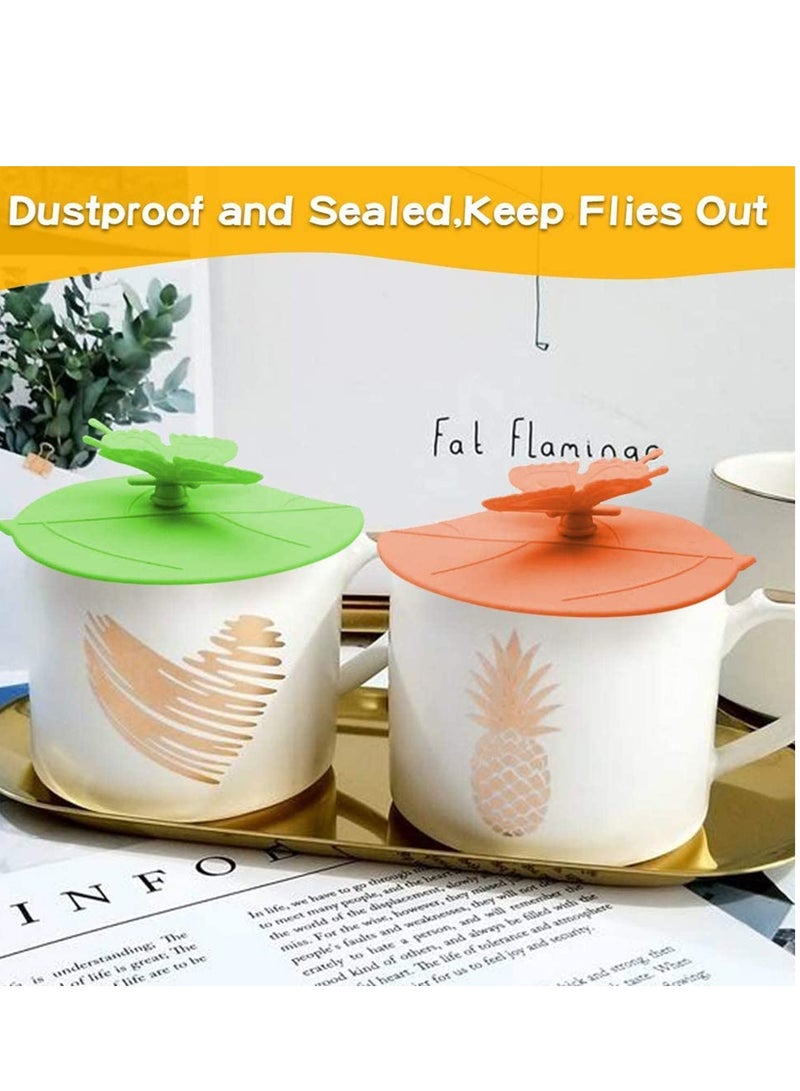 SOLARAE Silicone Cup Covers, Food Grade Lids - Creative Butterfly Mug, Reusable Anti-dust Lid Suction for Coffee, Drinks (6 Colors) - Image 2
