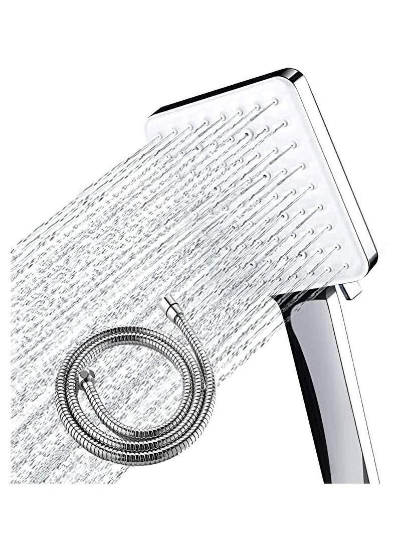 Shower Head with Hose High Pressure Heads Hose Set 1.5m, Universal and 6 Settings Spray Mode 59In Adjustable Ball Joint Bracket Chrome - Image 1