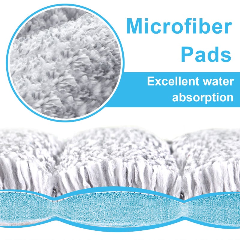 BOSHENG Flat Mop Pads, Mop Replacement Pads, Microfiber Mop Pads, Machine Washable Pads, Refill 3 Packs - Image 3
