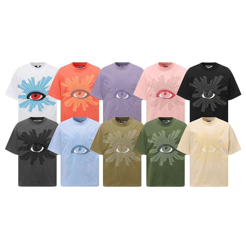 Tide Brand House & Errors Eye Of Truth Letter Foam Printed Short-Sleeved T-Shirt For Men And Women High Street Half-Sleeved - Image 2