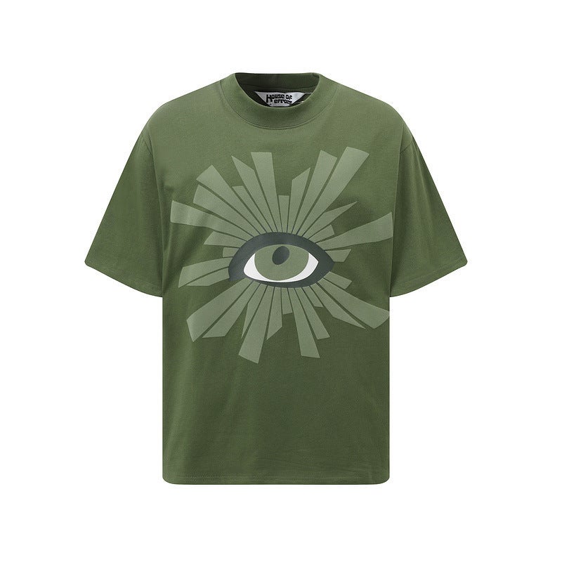 Tide Brand House & Errors Eye Of Truth Letter Foam Printed Short-Sleeved T-Shirt For Men And Women High Street Half-Sleeved - Image 1