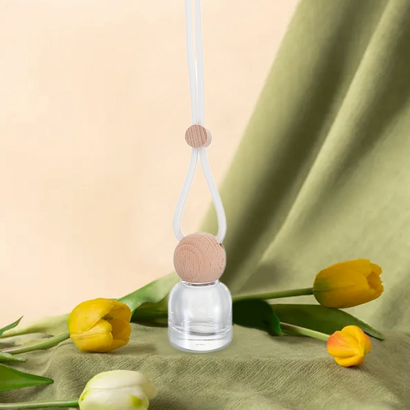 6 pcs 10ml Empty Glass Perfume Bottles With Lid Vintage Car Fragrance Air Freshener Bottles Car Interior Hanging Decorations Ornaments Aromatherapy Diffuser - Image 4