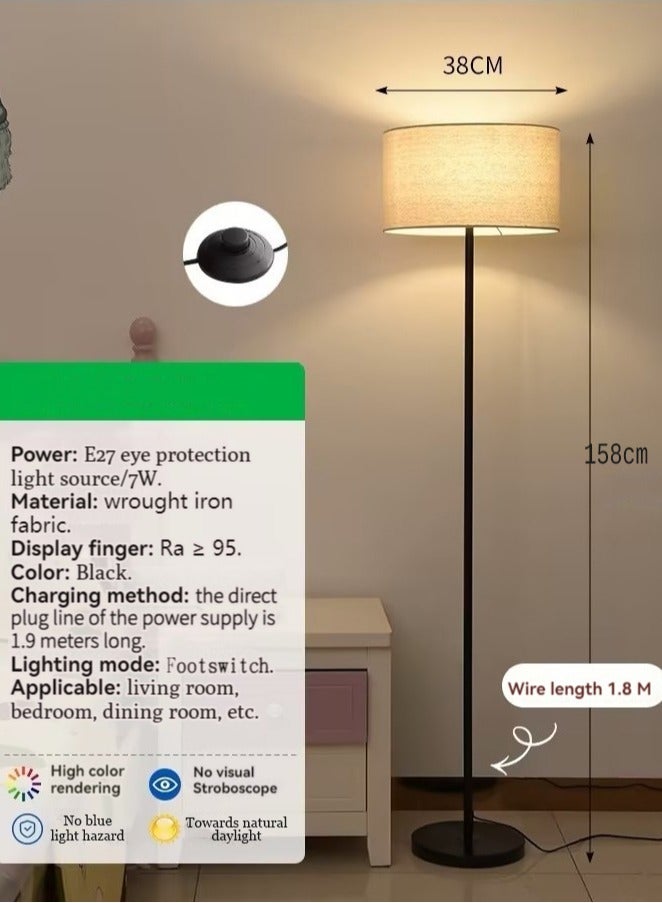 نجوى مصباح أرضي، مصباح بجانب السرير LED، مصابيح نورديك ومصباح أرضي قائم، مصباح أرضي عمودي حديث أسود 38x159 سم - Image 2