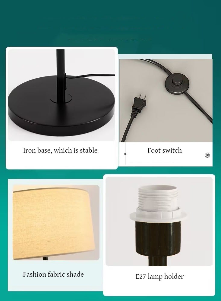 نجوى مصباح أرضي، مصباح بجانب السرير LED، مصابيح نورديك ومصباح أرضي قائم، مصباح أرضي عمودي حديث أسود 38x159 سم - Image 3