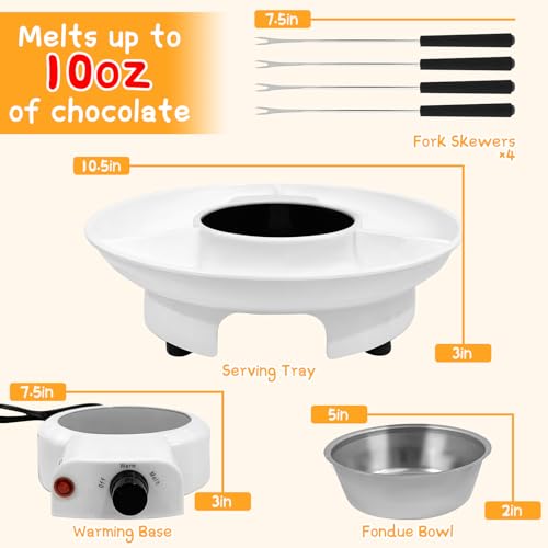 ZEVELOO Fondue Pot Electric Set for Chocolate and Nacho Cheese, Chocolate Fondue Kit with Dipping Forks, Temperature Control, 9-ounce Detachable Bowl, Gift Set Date Night Idea Movie Night Game Night Gift Set - Image 2