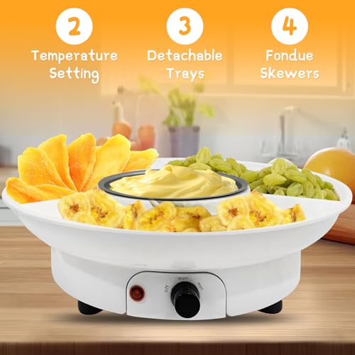 ZEVELOO Fondue Pot Electric Set for Chocolate and Nacho Cheese, Chocolate Fondue Kit with Dipping Forks, Temperature Control, 9-ounce Detachable Bowl, Gift Set Date Night Idea Movie Night Game Night Gift Set - Image 3