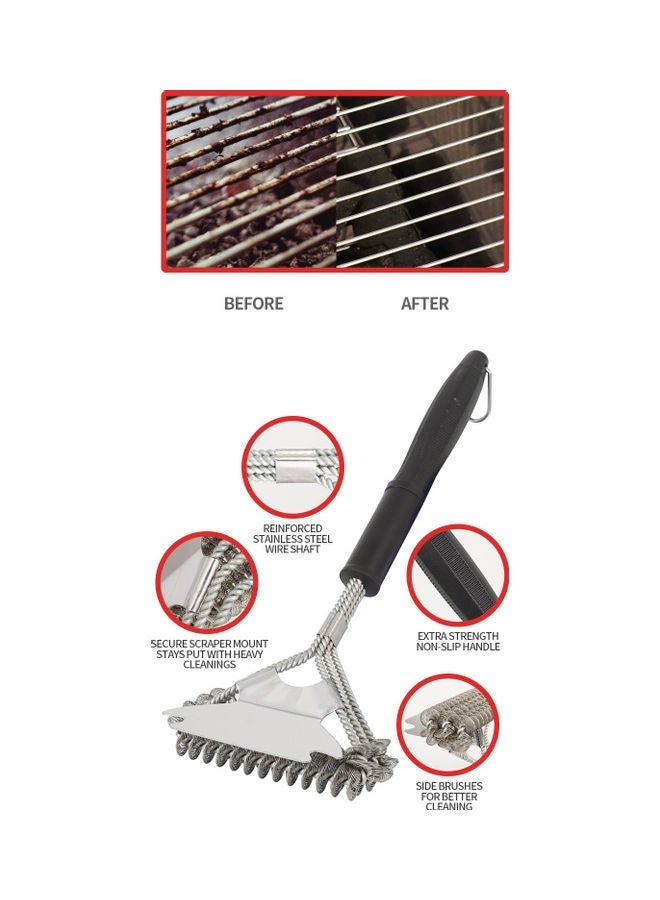 NIBEMINENT BBQ Grill Cleaning Brush Black/Silver - Image 1
