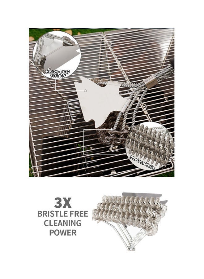 NIBEMINENT BBQ Grill Cleaning Brush Black/Silver - Image 2