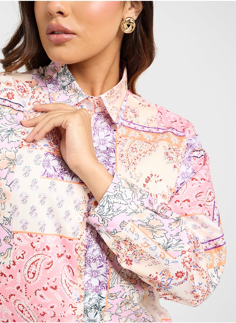 ELLA - Printed Button Down Shirt - Image 1