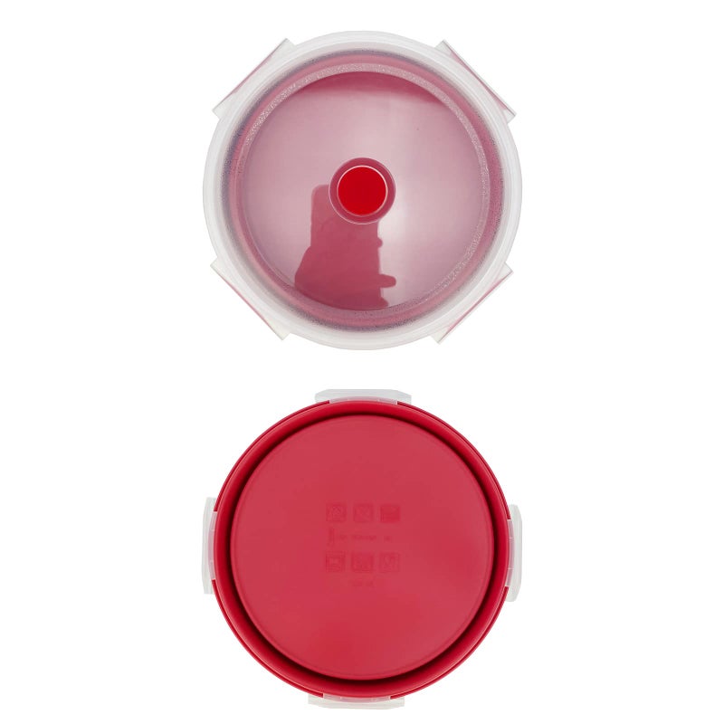 Lunbengo 1200ml Large Camping Bowl with Foldable Spoon  Collapsible Bowl With Lid  Silicone Bento Box Container  For Travel Camping Meal Prep & Food Storage  Microwave Dishwasher Safe  Red - Image 5