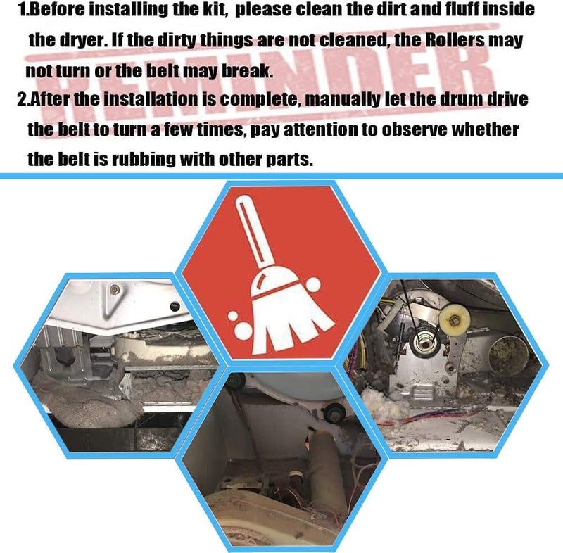 SUMNEW 【Belt Upgraded】4392065 Dryer Repair Kit,Including Rollers 349241t,Idler 691366,Belt 341241,Replacement Parts for whirlpool,kenmore,admiral,amana,crosley,estate,inglis,kitchenaid,roper,maytag - Image 5