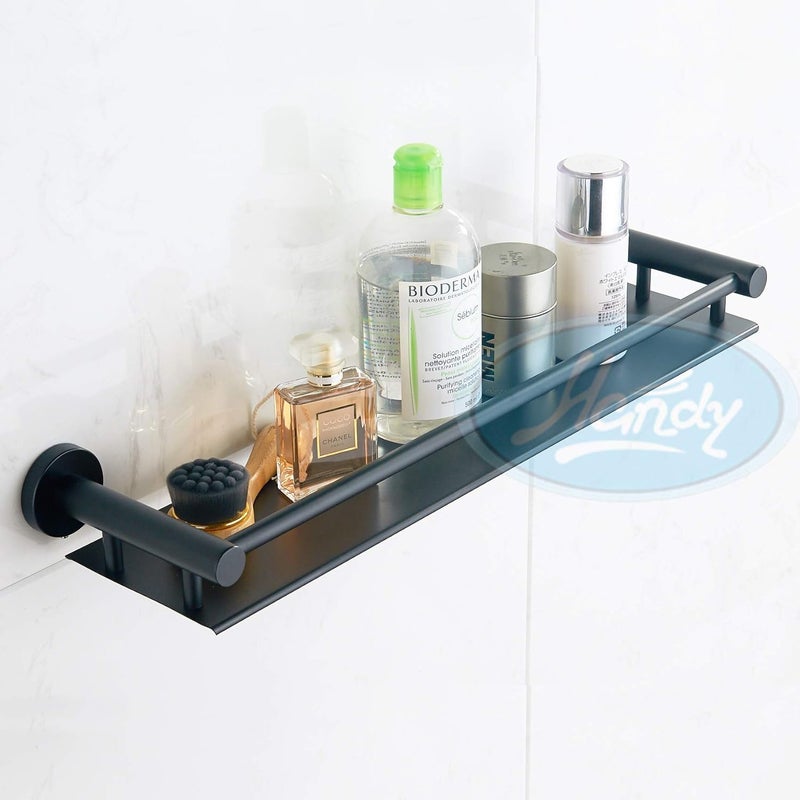 Handy Heavy Duty Stainless Steel Bathroom Shelf, 1 Tier Stainless Steel Shower Shelves Wall Mounted, Shower Storage, Matte Finish(Color- Matte Black - Size 16 x 5 inches) - Image 1