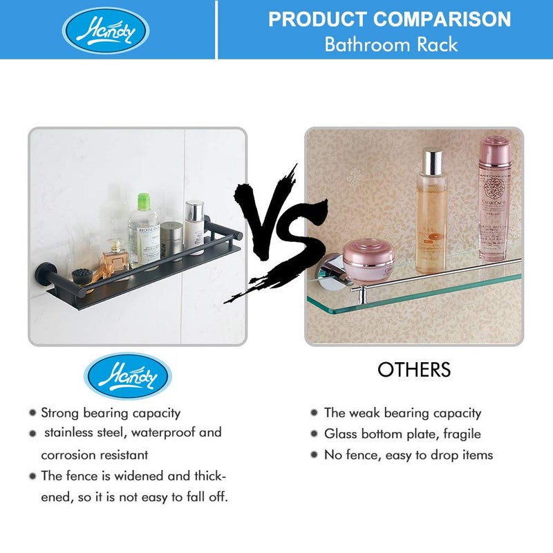 Handy Heavy Duty Stainless Steel Bathroom Shelf, 1 Tier Stainless Steel Shower Shelves Wall Mounted, Shower Storage, Matte Finish(Color- Matte Black - Size 16 x 5 inches) - Image 5