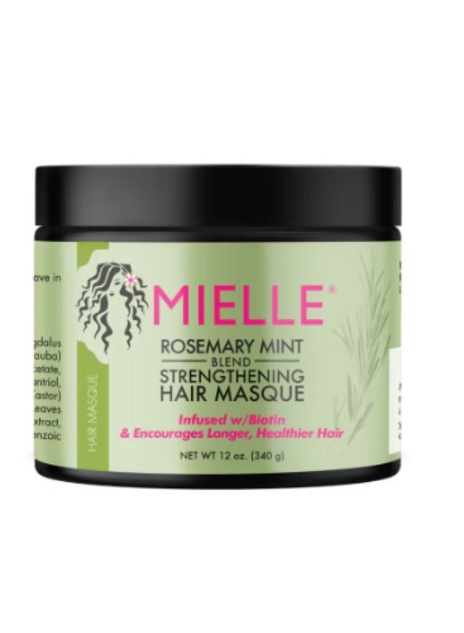 قناع تقوية الشعر بالنعناع وإكليل الجبل 340 جرام، يحتوي على منقوع البيوتين المغذي، يمكن أن يحفز نمو الشعر ويساعد في إصلاح الشعر التالف، ويجعل شعرك أكثر شفافية ولمعانًا - Image 1