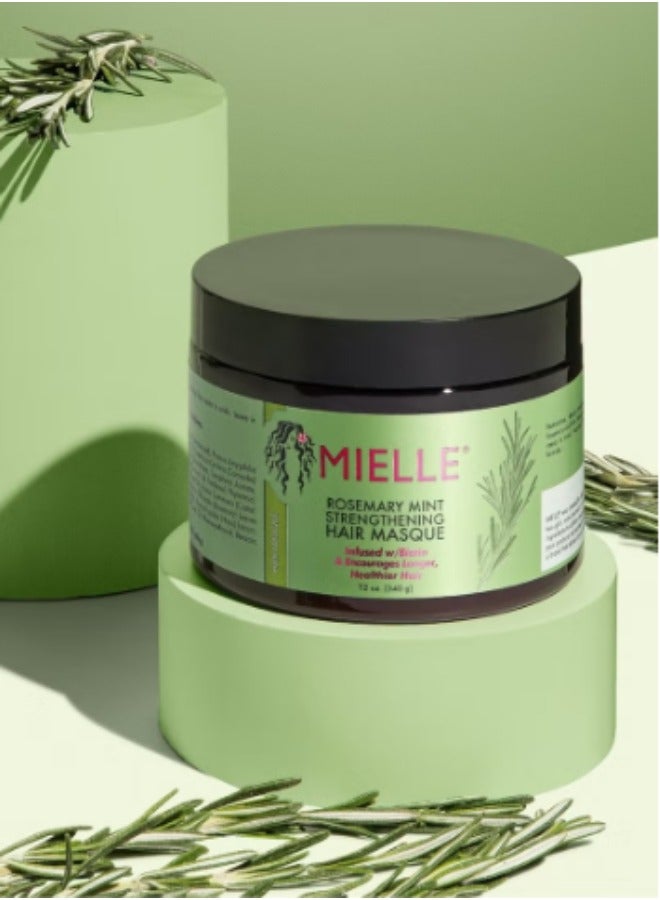 قناع تقوية الشعر بالنعناع وإكليل الجبل 340 جرام، يحتوي على منقوع البيوتين المغذي، يمكن أن يحفز نمو الشعر ويساعد في إصلاح الشعر التالف، ويجعل شعرك أكثر شفافية ولمعانًا - Image 2