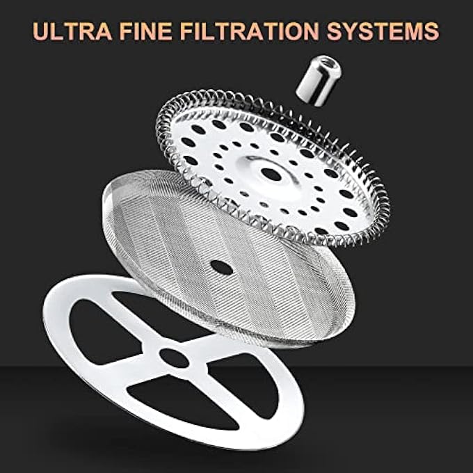 NALACAL French Press CoffeeTea Maker Camping Mini CoffeeTea Press Of 304 Stainless Steel Filter And Heat Resistant Glass Cold Brew Coffee Maker 12Oz For Travel Home GiftWhite - Image 4