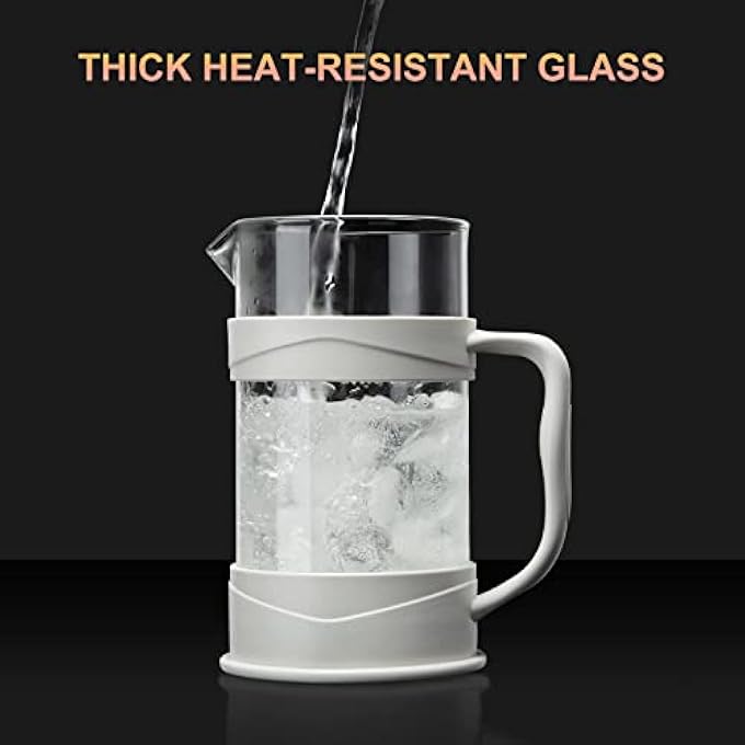 NALACAL French Press CoffeeTea Maker Camping Mini CoffeeTea Press Of 304 Stainless Steel Filter And Heat Resistant Glass Cold Brew Coffee Maker 12Oz For Travel Home GiftWhite - Image 5