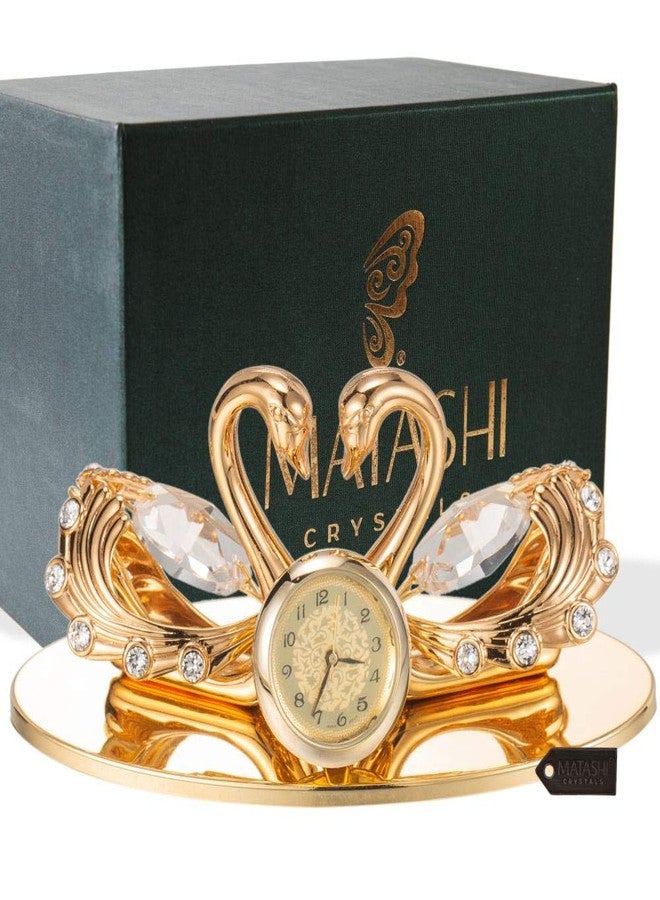 Matashi 24K Gold Plated Loving Swans Figurine Clock - Elegant Tabletop Ornament - Gift for Mom, Wife, Grandma, Daughter - Thoughtful for Mother’s Day, Birthday, Christmas - Home, Office, Bedroom Decor - Image 1