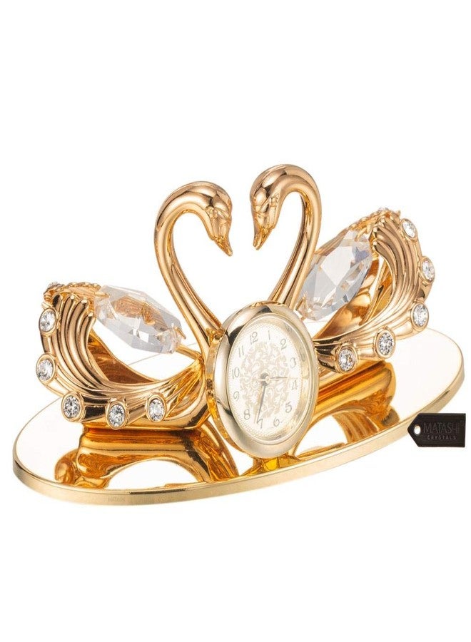 Matashi 24K Gold Plated Loving Swans Figurine Clock - Elegant Tabletop Ornament - Gift for Mom, Wife, Grandma, Daughter - Thoughtful for Mother’s Day, Birthday, Christmas - Home, Office, Bedroom Decor - Image 3