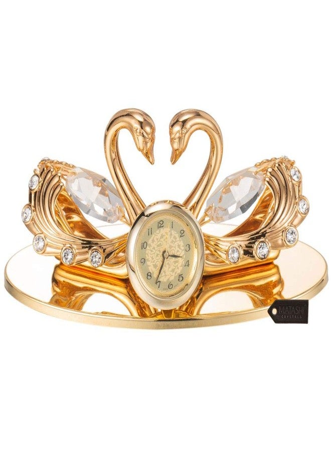 Matashi 24K Gold Plated Loving Swans Figurine Clock - Elegant Tabletop Ornament - Gift for Mom, Wife, Grandma, Daughter - Thoughtful for Mother’s Day, Birthday, Christmas - Home, Office, Bedroom Decor - Image 2