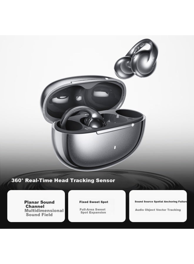 Ikf Moonlight Bluetooth Clip-on Ai Translation Earphones Wireless Open Bone Conduction Head Tracking Sports New Model Athens Black - Image 2