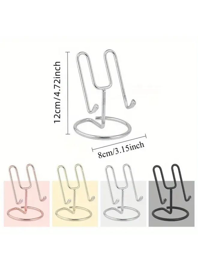 Black Metal Phone Stand Adjustable Height Sturdy Base Space Saving Desktop Organizer - Image 2