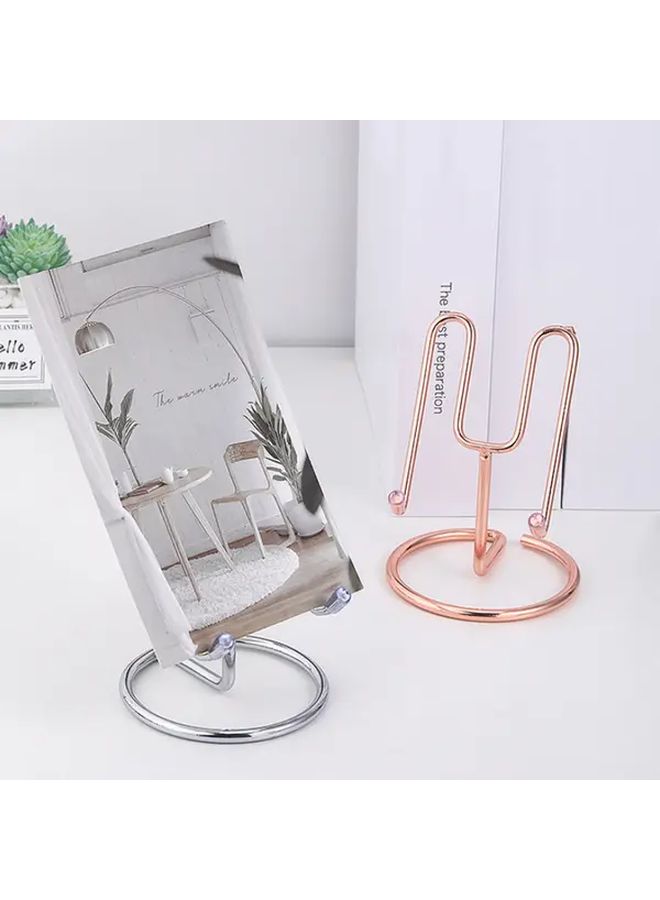 Black Metal Phone Stand Adjustable Height Sturdy Base Space Saving Desktop Organizer - Image 3
