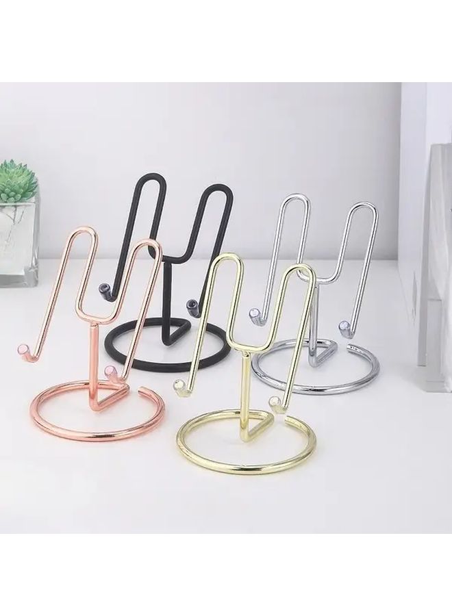 Black Metal Phone Stand Adjustable Height Sturdy Base Space Saving Desktop Organizer - Image 5