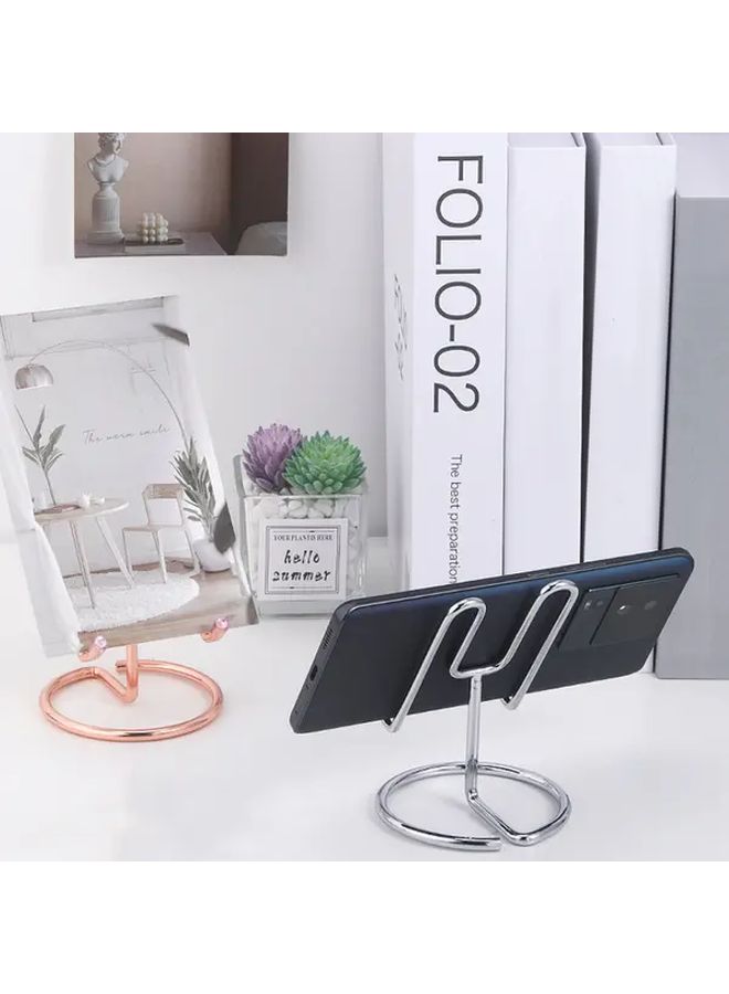 Black Metal Phone Stand Adjustable Height Sturdy Base Space Saving Desktop Organizer - Image 1