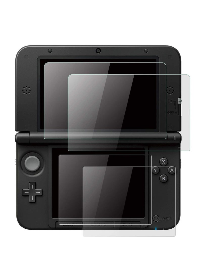 (2 في 1) واقي شاشة زجاجي مقسى + فلتر واقي شاشة PET شفاف عالي الدقة متوافق مع 3DS XL/New 3DS XL - Image 1