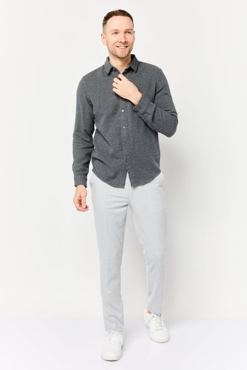 Celio Men Regular Fit Textured Long Sleeves Casual Shirt, Grey - Image 2