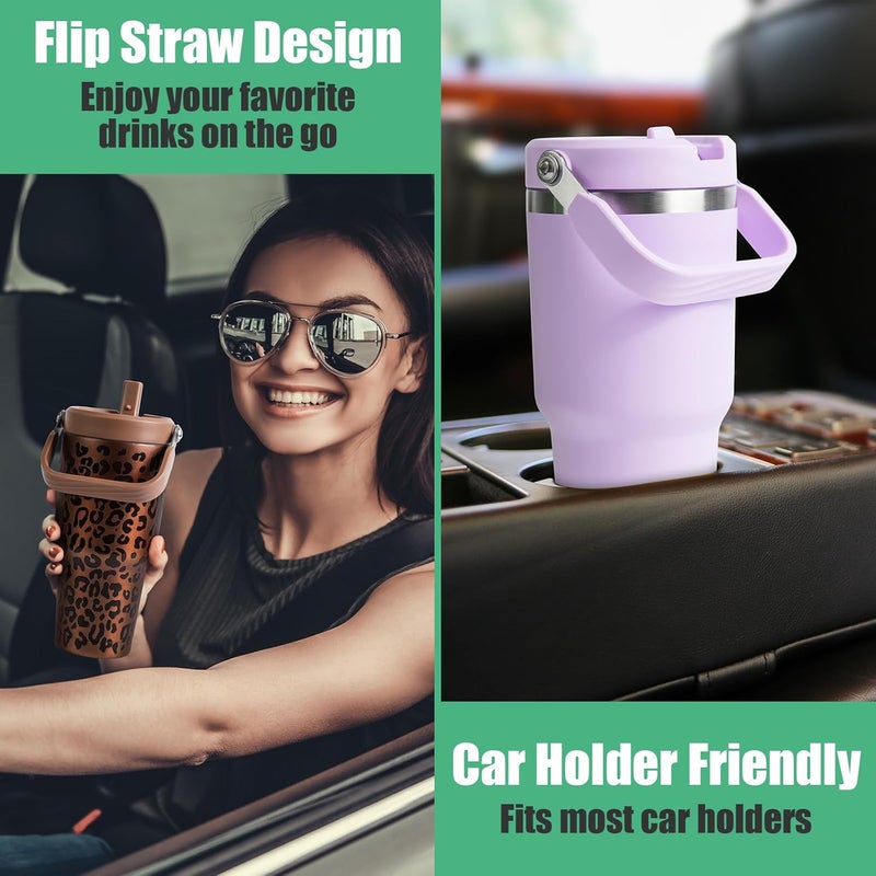 Cafezi 30 oz Tumbler with Handle, Vacuum Insulated Tumblers with Flip Straw and Top Handle, Reusable Insulated Cup for Home, Outdoors, Leakproof, Fits in Cup Holder, Cold for 30 Hours - Image 3