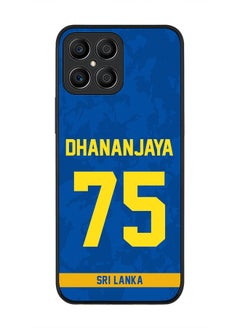 Rugged Black Edge Case for Honor X8, Slim fit Soft Case Flexible Rubber Edges Thin Cover - Player Name - Dhananjaya de Silva, Jersey Number- 75