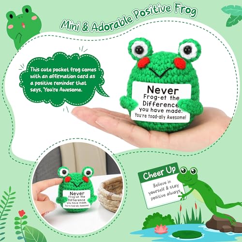 LEJIAJINW Teacher Christmas, Thank You Gifts for Women Coworker, Teacher Gift for Women, Coworker Employee Appreciation Boss Nurse Friend Retirement Xmas Funny Christmas Stocking Stuffers Cute Crochet Frog - Image 2