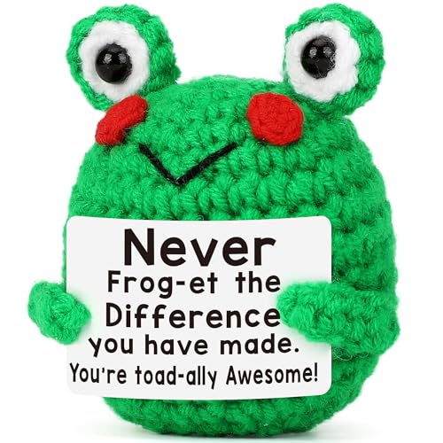 LEJIAJINW Teacher Christmas, Thank You Gifts for Women Coworker, Teacher Gift for Women, Coworker Employee Appreciation Boss Nurse Friend Retirement Xmas Funny Christmas Stocking Stuffers Cute Crochet Frog - Image 1
