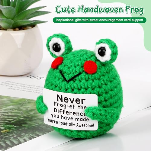 LEJIAJINW Teacher Christmas, Thank You Gifts for Women Coworker, Teacher Gift for Women, Coworker Employee Appreciation Boss Nurse Friend Retirement Xmas Funny Christmas Stocking Stuffers Cute Crochet Frog - Image 5