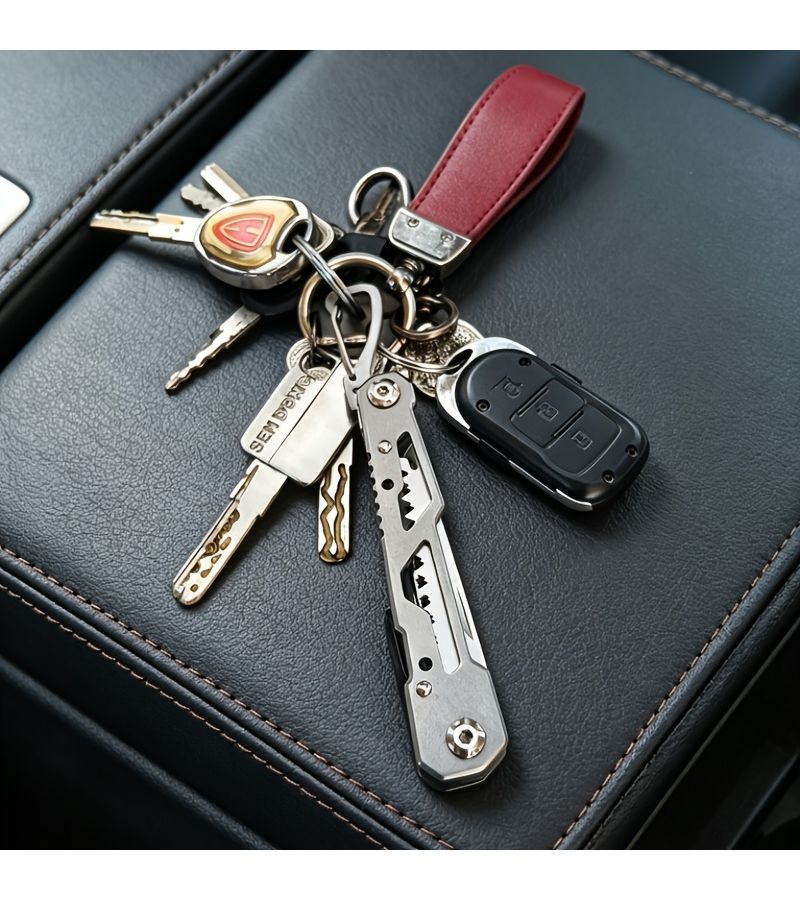 1 أداة EDC متعددة الوظائف بدون شفرات مع حقيبة تخزين للتخييم والبقاء على قيد الحياة، سلسلة مفاتيح، مفك براغي، منشار، مبرد، فتاحة زجاجات، معدات إصلاح يدوية محمولة - Image 4