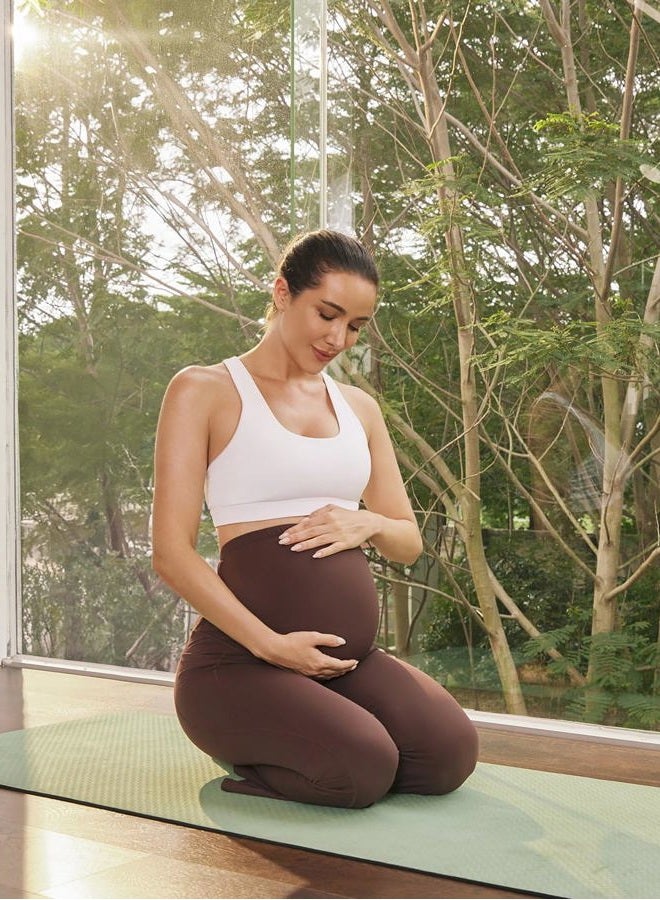 JOYSPELS Maternity Flare Leggings Over The Belly with Pockets – Soft, Comfortable Pregnancy Yoga & Daily & Work Pants, Blue Steel, M - Image 3