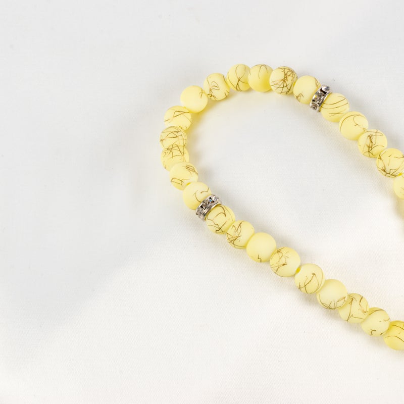 سبحة من حجر المرمر الأصفر المدهب  من 33 حبة - Image 3