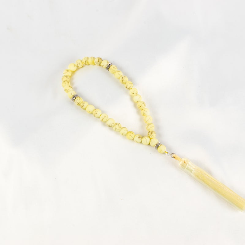 سبحة من حجر المرمر الأصفر المدهب  من 33 حبة - Image 1