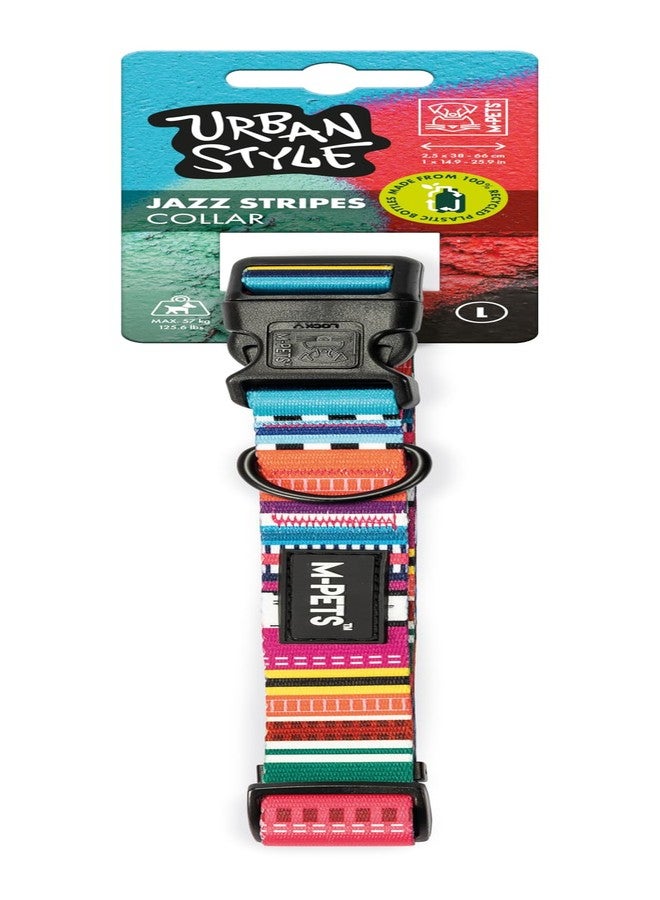 أم-بيتس طوق كلاب M-PETS بتصميم عصري مخطط، طوق متين وصديق للبيئة، قابل للغسل، خفيف الوزن، آمن للتدريب والمشي والاستخدام اليومي، مناسب للكلاب الكبيرة، مقاس رقبة قابل للتعديل: 38-66 سم، كبير - Image 1