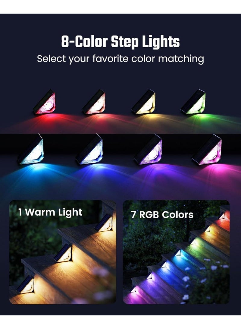 12 قطعة مصابيح سلالم شمسية LED، 8 أوضاع إضاءة، مقاومة للماء IP65، للحديقة والفناء والسور والممر والدرج والشرفة والمدخل، تعمل بالطاقة الشمسية - Image 5