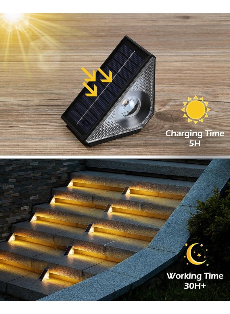 12 قطعة مصابيح سلالم شمسية LED، 8 أوضاع إضاءة، مقاومة للماء IP65، للحديقة والفناء والسور والممر والدرج والشرفة والمدخل، تعمل بالطاقة الشمسية - Image 2